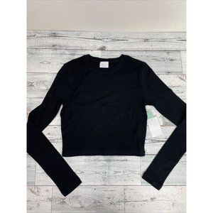 Abound Women's Size S Black Long Sleeve Crop Top, NWT